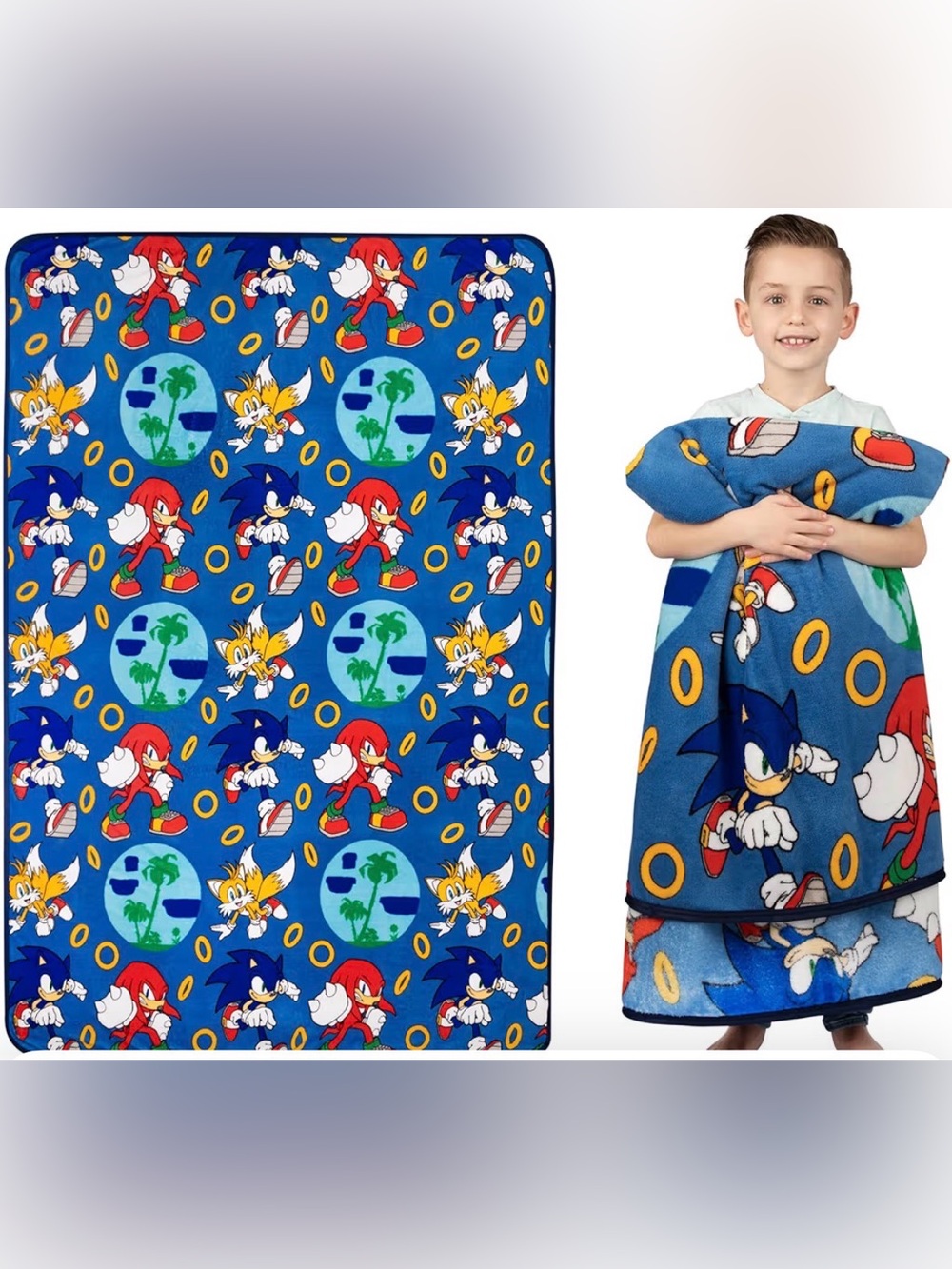 Sonic the Hedgehog Kids Blue Character Throw Blanket